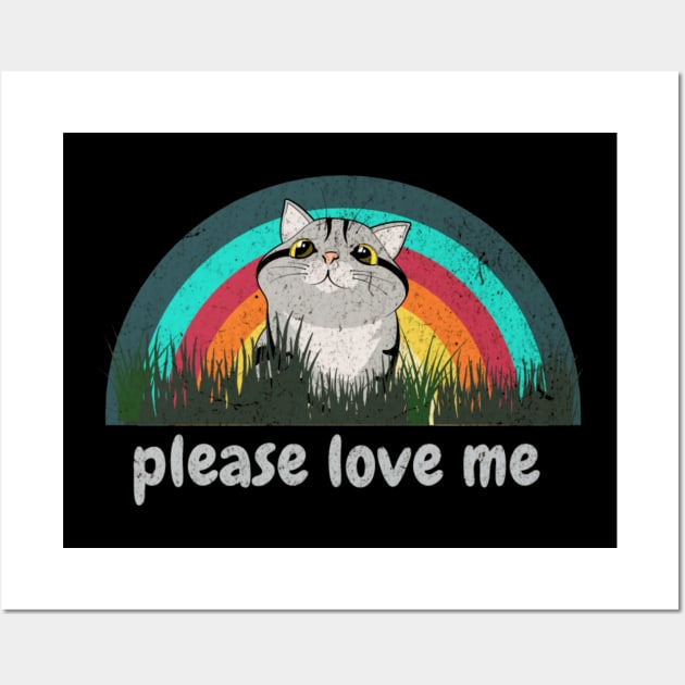 please love me/cat vintage Wall Art by girls store